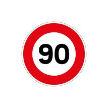 Signaletique.biz France - panneau limitation de vitesse 90KM/H (B14GALVA90) - Diamètre 650 mm