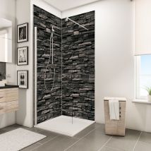 Panneau mural Parement ardoise, revêtement pour douche et salle de bain, DécoDesign décor Schulte Lot de 2 panneaux muraux 100 x 210 cm