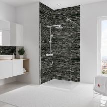 Panneau mural Parement ardoise, revêtement pour douche et salle de bain, DécoDesign décor Schulte Lot de 2 panneaux muraux 100 x 255 cm