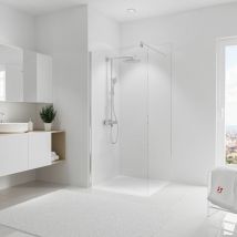 Schulte - Panneau mural 90 x 210 cm, revêtement pour douche et salle de bain, DécoDesign photo Blanc à combiner