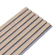 Panneau Mural acoustique tasseaux bois 120 x 30 x 1,9 cm - décor chêne / feutrine grise - 0,36m²