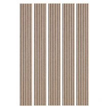 Decoon - Mur tv - Lot de 5 Panneau tasseaux bois 250 x 30 x 1,9 cm - Décor chêne / Feutrine grise - 3,75M²
