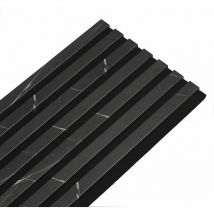 Panneau mural acoustique tasseaux bois 250 x 30 x 1,9 cm - décor marbre noir/feutrine noir - 0,75m²