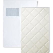 Wallface - 1 échantillon S-15041 rombo 40 bianco Leather Collection échantillon revêtement mural au format A5