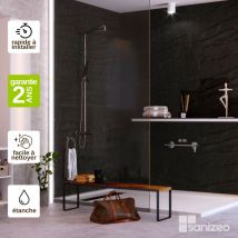 Kobertin-compact - Lot de 2 Panneaux Mural Revêtement Décoratif, L120l1200.4 cm, effet effet pierre noire, Manson by sanizéo