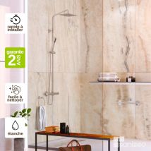 Kobertin-compact - Lot de 2 Panneaux Mural Revêtement Décoratif, L120l1200.4 cm, effet marbre beige, Sabana by sanizéo