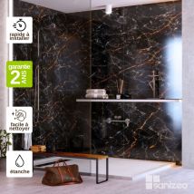 Kobertin-compact - Lot de 2 Panneaux Mural Revêtement Décoratif, L120l1200.4 cm, effet marbre gris, Promise by sanizéo