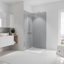 Panneau mural Gris argenté, revêtement pour douche et salle de bain, DécoDesign COULEUR, Schulte, Lot de 2 panneaux muraux 90 x 210 cm 2ème choix