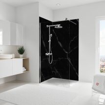 Panneau mural Marbre de carrare noir, revêtement pour douche et salle de bain, DécoDesign softtouch Schulte Lot de 2 panneaux muraux 100 x 210 cm