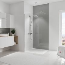 Panneau mural Reflex gris brillant, revêtement pour douche et salle de bain, DécoDesign brio Schulte 150 x 255 cm