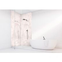 Panneau mural vipanel Rénovation rapide pour salle de bain, marbre blanc rosé brillant 100 x 255 cm, ep. 3 mm