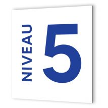 Decoho - Panneau numéro d'étage ·Format 20 x 20 cm · Dibond Blanc Picto Bleu