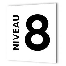 Decoho - Panneau numéro d'étage pour Immeuble, Entreprise · 20 x 20 cm · Dibond Blanc Picto Noir