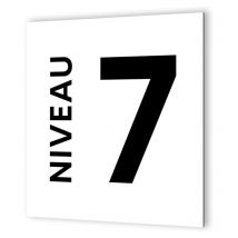 Panneau numéro d'étage pour Immeuble, Entreprise · 20 x 20 cm · Dibond Blanc Picto Noir