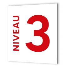 Decoho - Panneau numéro d'étage - Format 20 x 20 cm · Dibond Blanc Picto Rouge