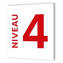 Decoho - Panneau numéro d'étage - Format 20 x 20 cm · Dibond Blanc Picto Rouge
