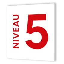 Decoho - Panneau numéro d'étage - Format 20 x 20 cm · Dibond Blanc Picto Rouge