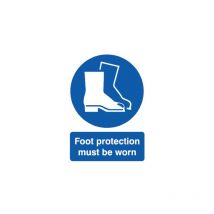 Panneau obligation, avec pictogramme : Chaussures de sécurité obligatoires 'Foot Protection Must Be Worn', ( Prix pour 1 )