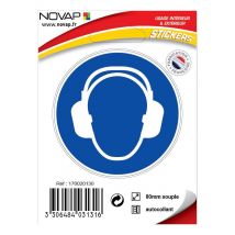 Panneau Obligation casque anti-bruit - Vinyle adhésif Ø80mm - 4031316