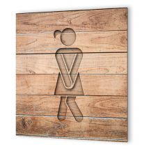 Decoho - Panneau pictogramme de signalisation · Toilettes Femmes Humoristique Texture Bois