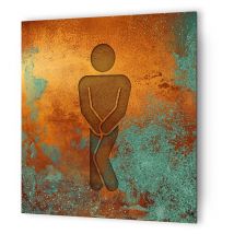 Panneau pictogramme de signalisation · Toilettes Hommes Humoristique Texture Cuivre