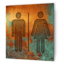 Decoho - Panneau pictogramme de signalisation · Toilettes Mixtes Texture Cuivre