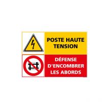 Signaletique.biz France - panneau poste haute tension defense d'encombrer (C1415) - Adhésif - 420 x 300 mm