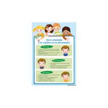 Panneau pour enfant vivre bien a la cantine et au periscolaire (G1501) - Adhésif - 75 x 105 mm