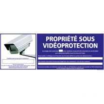 Panneau propriete sous video protection (G1198) - Plastique pvc 1,5 mm - 350 x 125 mm