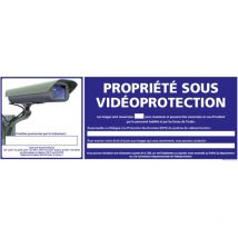 Panneau propriete sous videoprotection (G1199) - Plastique pvc 1,5 mm - 350 x 125 mm