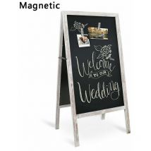 Panneau Publicitaire En Bois Magnetique Porte-affiche Ardoise Chevalet Stop Trottoir pour Restaurant Café Bar Bistrot 96.5x50cm