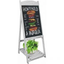 Panneau Publicitaire en Bois Tableau Noir Magnétique Sur Pied Panneau d'affichage - 110 x 44cm - Gris