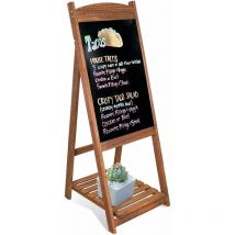 Panneau Publicitaire en Bois Tableau Noir Magnétique Sur Pied Panneau d'affichage - 110 x 44cm - Marron