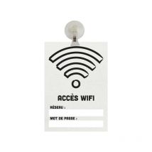Panneau pvc 'accès wifi' fond blanc format A5 avec fixation ventouse