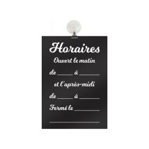 Panneau PVC "HORAIRES" fond noir brillant format A4 avec fixation ventouse