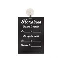 Panneau pvc 'horaires' fond noir brillant format A5 avec fixation ventouse