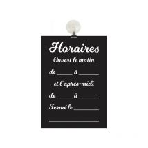 Panneau PVC "HORAIRES" fond noir mat format A4 avec fixation ventouse