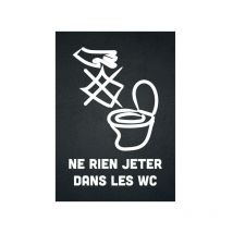 Panneau pvc 'ne rien jeter dans les toilettes' fond noir format A5