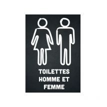 Panneau pvc 'toilettes homme et femme' fond noir format A5