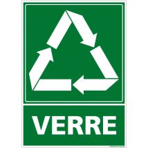 Panneau de Tri Sélectif Verre - Recyclage en Déchetterie - Adhésif - 300 x 420 mm