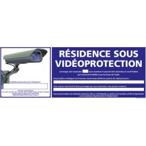 Panneau residence sous video protection (G1190) - Plastique pvc 1,5 mm - 350 x 125 mm