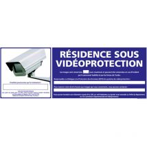 Panneau residence sous videoprotection (G1191) - Plastique pvc 1,5 mm - 350 x 125 mm