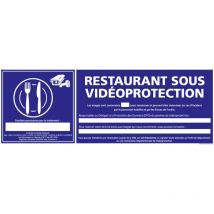 Signaletique.biz France - panneau restaurant sous videoprotection (G1396) - Plastique pvc 1,5 mm - 980 x 350 mm
