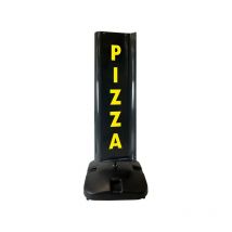 Interface Plv - Panneau rotatif double face 'pizza - ouvert' de dimensions 133 x 50 cm