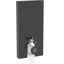 Panneau sanitaire Geberit MONOLITH pour WC au sol, 101 cm, habillage frontal en verre noir, latéral aluminium chromé noir - Geberit