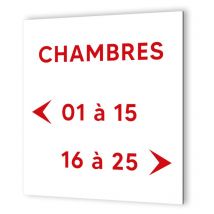 Decoho - Panneau en dibond blanc Picto Rouge · indication chambres à personnaliser