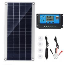 Qiyao - Panneau solaire 300W 12V, kit de panneau solaire avec contrôleur de charge solaire 20A pour camping - car, yacht, extérieur, jardin, éclairage