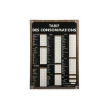 Panneau tarif des consommations traditionnel format A1 avec fixation ventouses