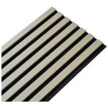 Decoon - Panneau mural acoustique tasseaux bois 250 x 30 x 2 cm - Lamelles placage kaki fond noir - 0,75m²