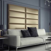 Panneau Tête De Lit Capitonnée Mural 76cm Simili Cuir Or